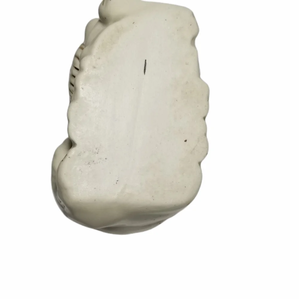 Vintage White ceramic puppy planter gold trim